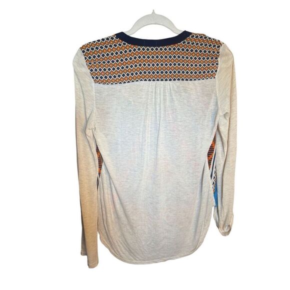 Anthropologie Tiny V-Neck Top Printed Chiffon Front Knit Back Sz XS - Picture 2 of 9